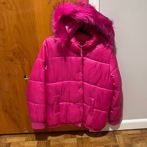 Pink puffer jacket
